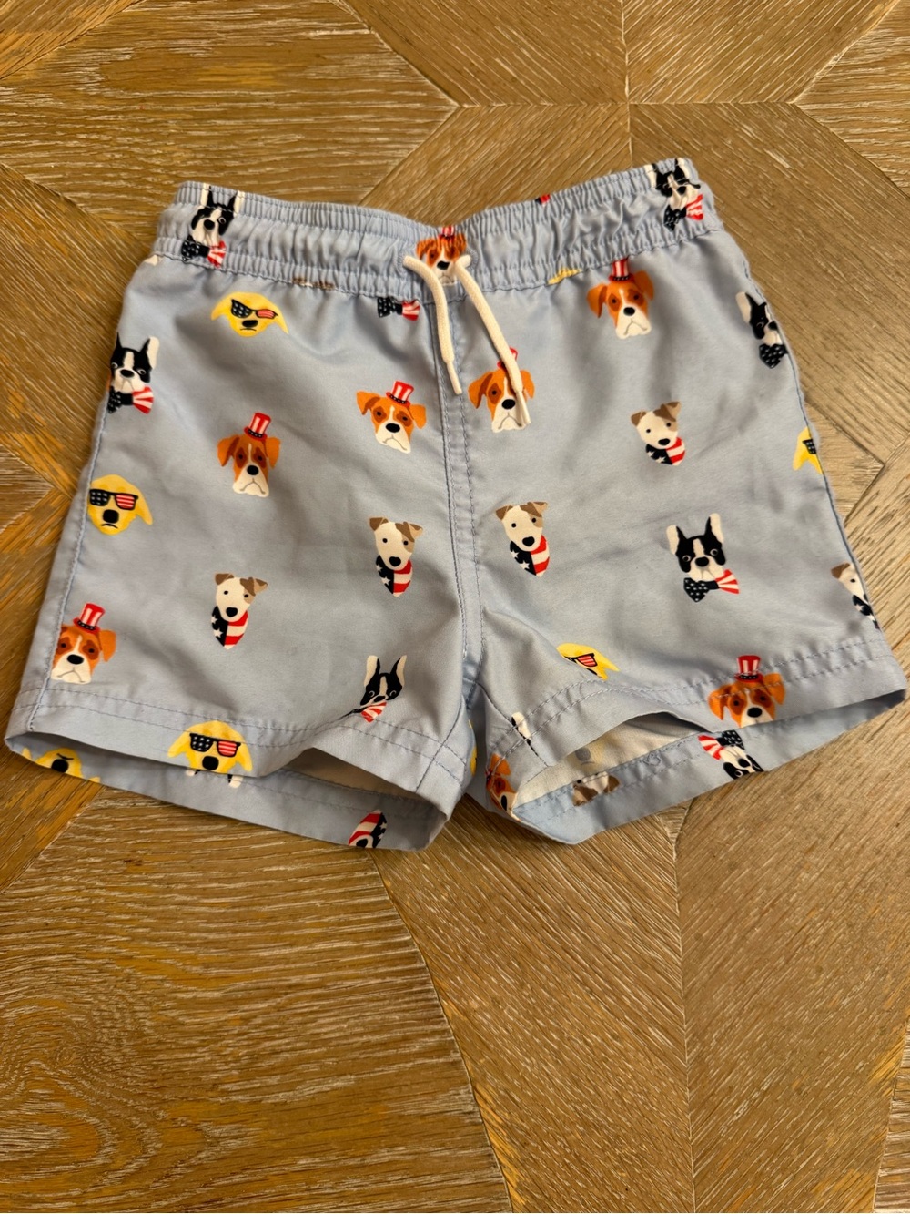 Janie and Jack Baby Boys Patriotic Dog Swim Trunks 12-18 Months Blue USA Print
